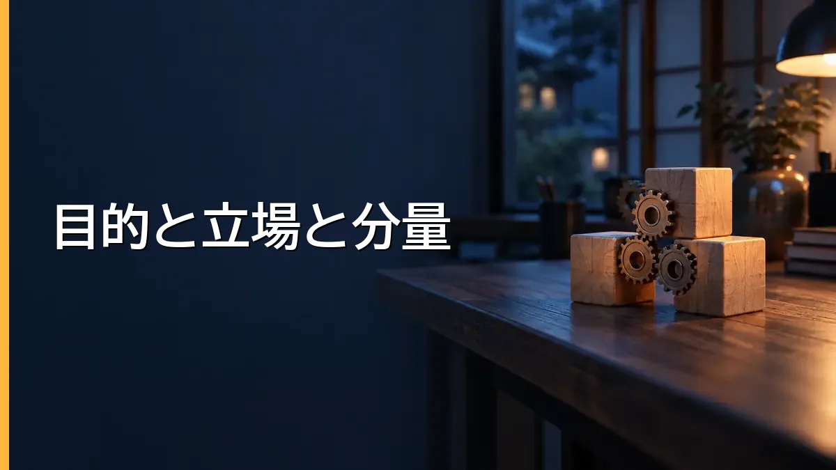 3つの文が効く理由である目的と立場と分量を示すバナー画像