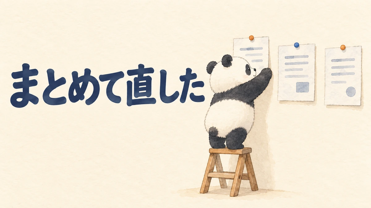 公開済みの3記事をまとめて直したときの手順を表すバナー画像