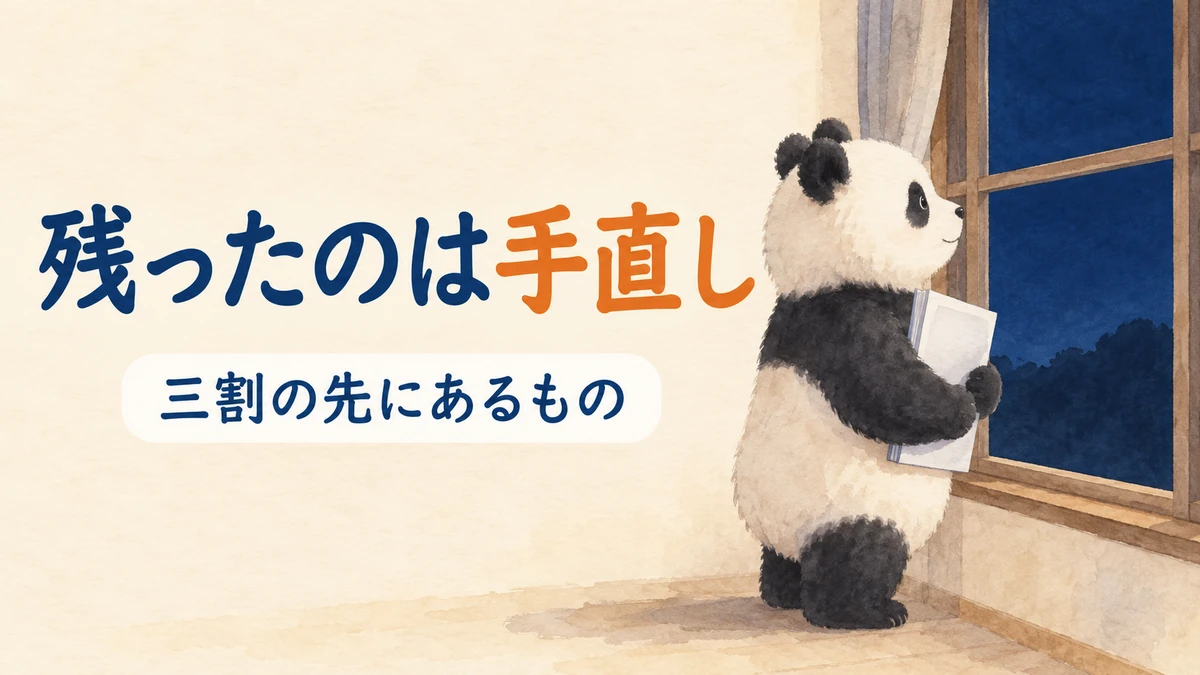 短くなった三割と最後まで残った手直しについてまとめたバナー画像