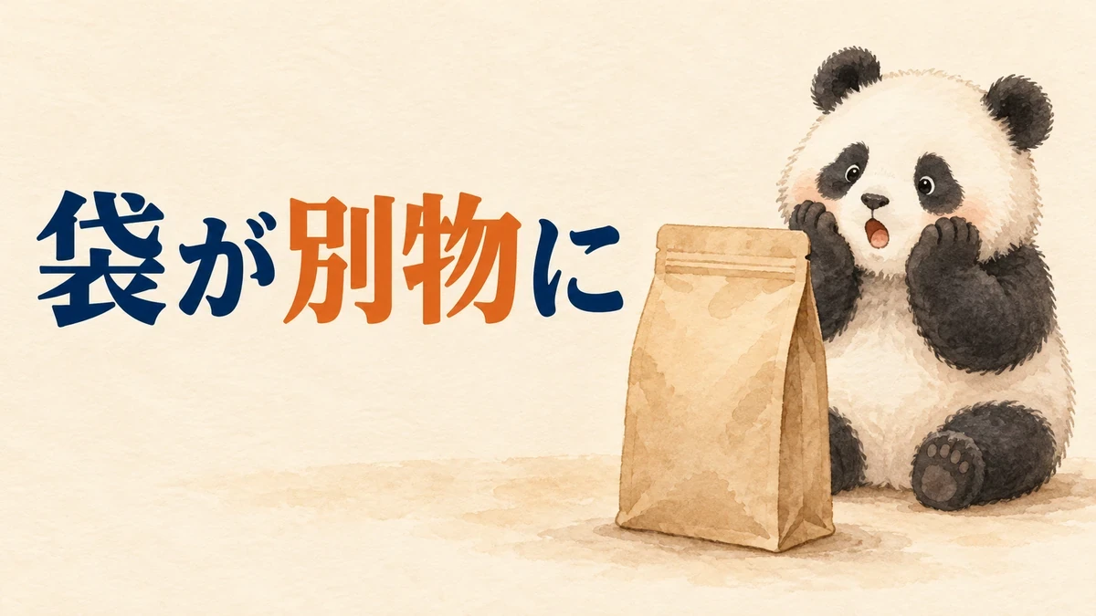 最後の袋が別物になった失敗を表すバナー画像